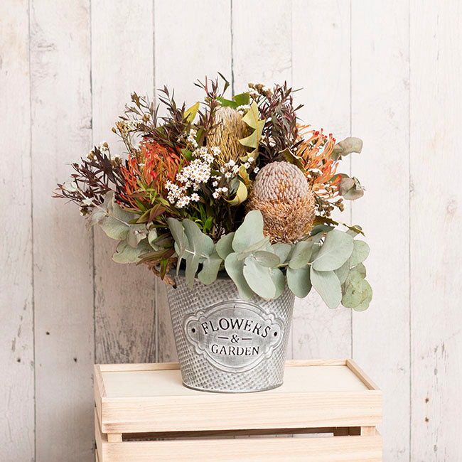 Tin Country Rustic Bucket Zinc (17.5x14cmH)