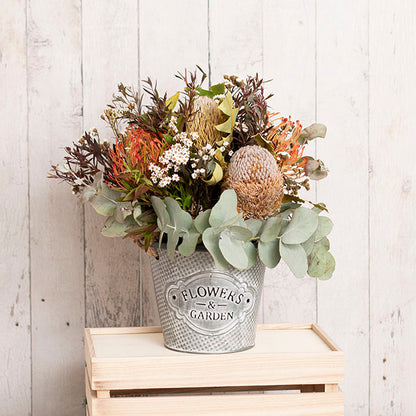 Tin Country Rustic Bucket Zinc (17.5x14cmH)