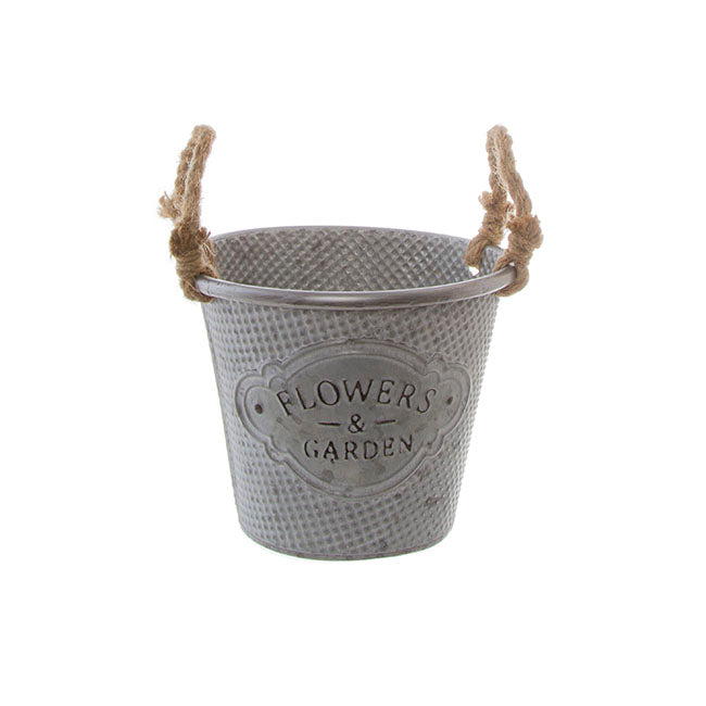 Tin Country Rustic Bucket Zinc (17.5x14cmH)