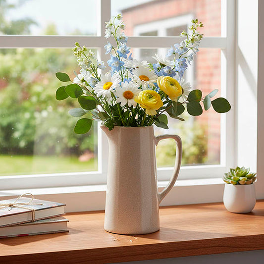 Ceramic Pitcher Vase White (21x13.5x25.5cmH)