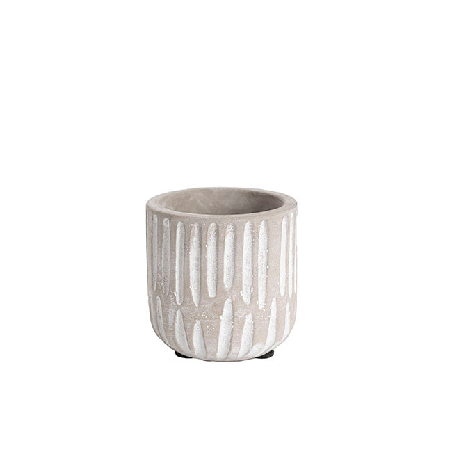 Cement A Linear Textured Cylinder Pot Grey (8x8x8cmH)