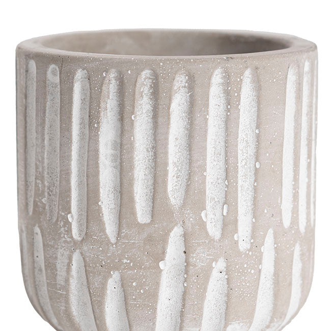 Cement A Linear Textured Cylinder Pot Grey (8x8x8cmH)
