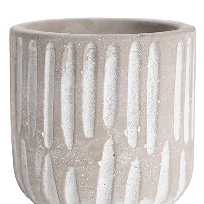 Cement A Linear Textured Cylinder Pot Grey (8x8x8cmH)