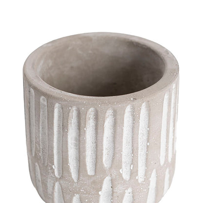 Cement A Linear Textured Cylinder Pot Grey (8x8x8cmH)