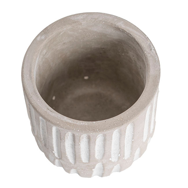 Cement A Linear Textured Cylinder Pot Grey (8x8x8cmH)