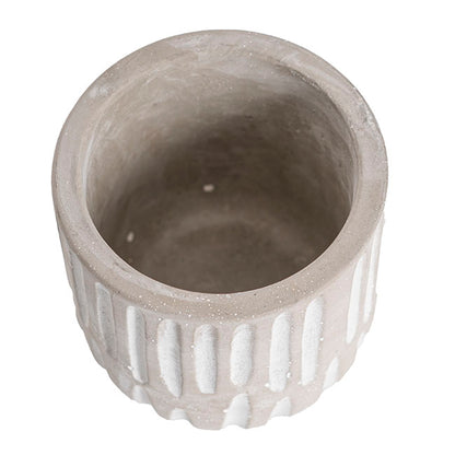 Cement A Linear Textured Cylinder Pot Grey (8x8x8cmH)