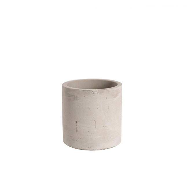 Cement Floral Cylinder Pot Grey (8x8x8cmH)