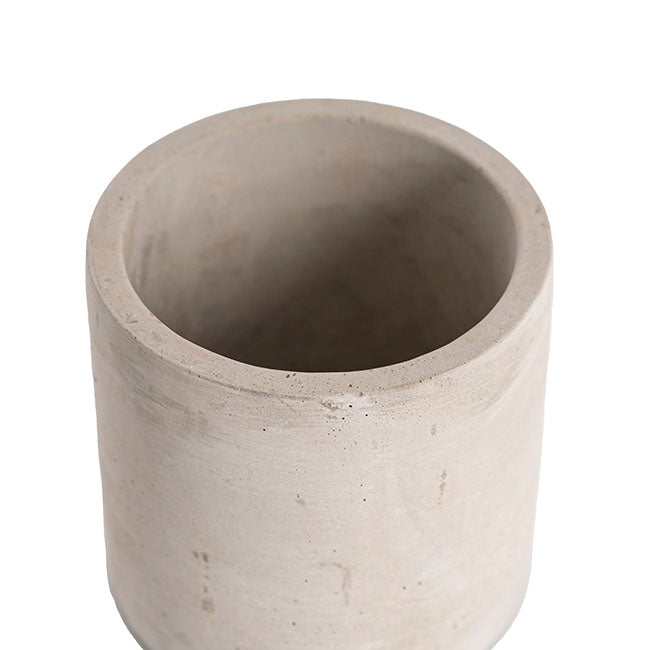 Cement Floral Cylinder Pot Grey (8x8x8cmH)