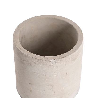 Cement Floral Cylinder Pot Grey (8x8x8cmH)