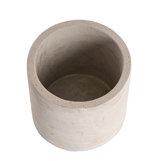 Cement Floral Cylinder Pot Grey (8x8x8cmH)