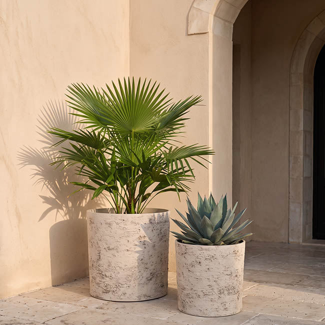 Alto Elements Large Cylinder Pot Village White(43Dx43cmH)