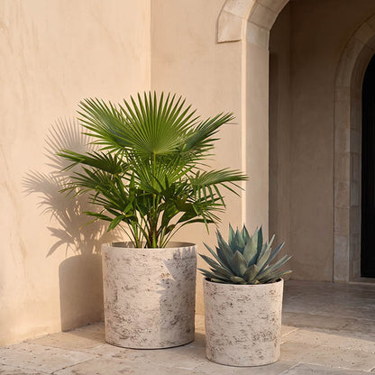 Alto Elements Large Cylinder Pot Village White(35Dx36cmH)
