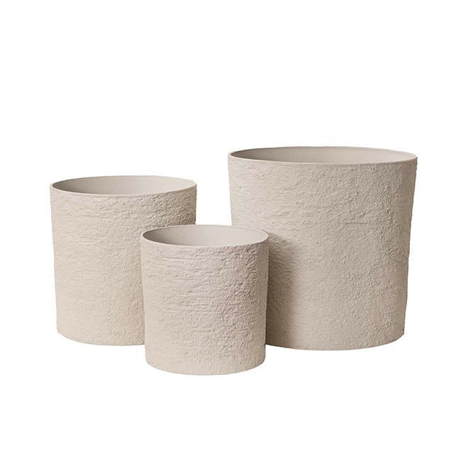 Alto Elements Large Cylinder Pot Set 3 Sandstone Beige
