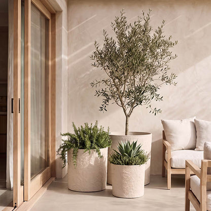 Alto Elements Large Cylinder Pot Set 3 Sandstone Beige