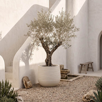 Alto Elements Linear Round Pot Sandstone Beige (53Dx49cmH)