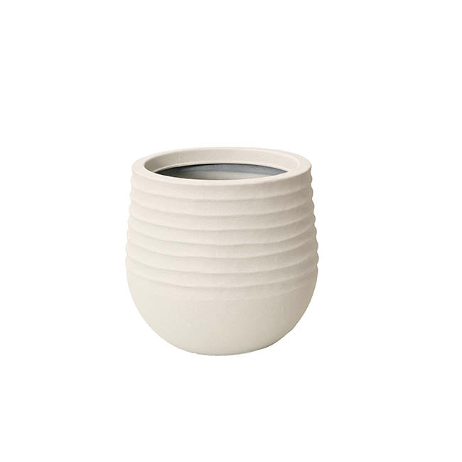 Alto Elements Linear Round Pot Sandstone Beige (30Dx28cmH)