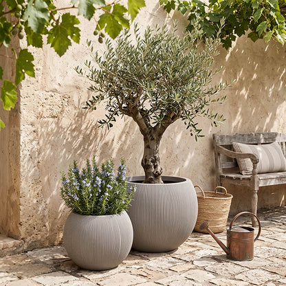 Alto Elements Large Ribbed Bowl Pot Set2 Mediterranean Beige
