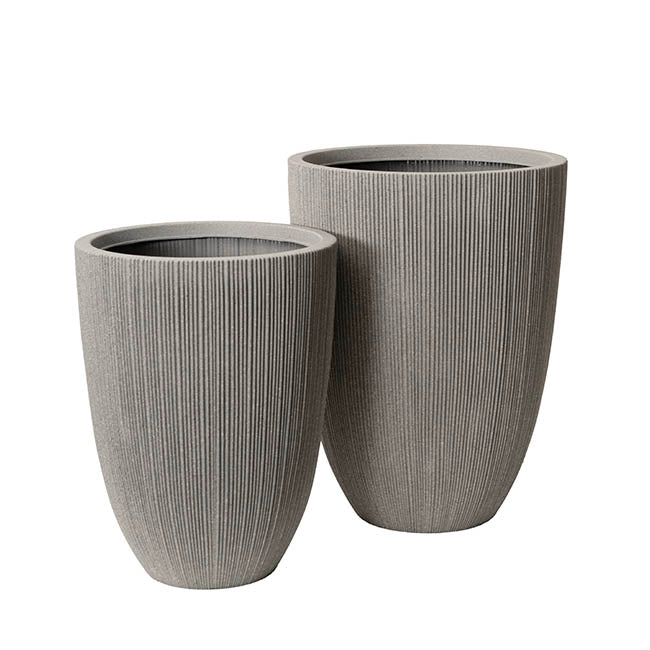 Alto Elements Large Ribbed Tall Pot Set 2 Mediterranean Grey