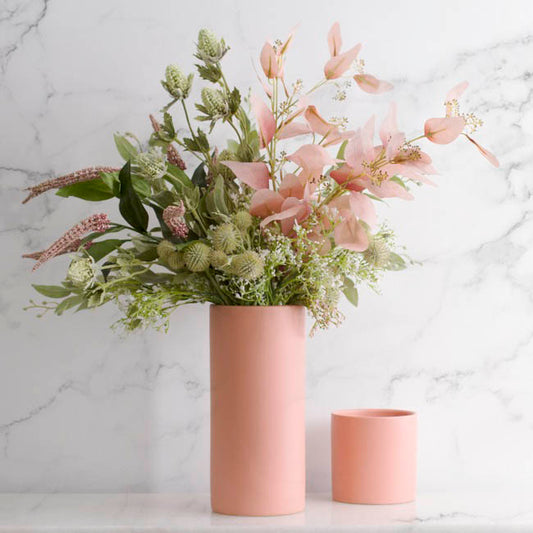 Ceramic Cylinder Pot Satin Matte Coral (10.5x10.5cmH)