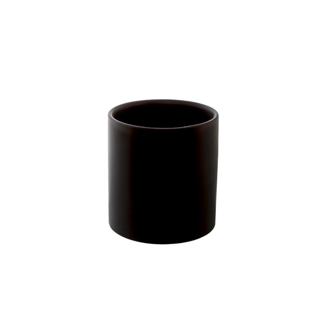 Ceramic Cylinder Pot Satin Matte Black (12x12.5cmH)