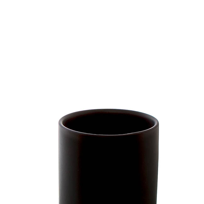 Ceramic Cylinder Pot Satin Matte Black (12x12.5cmH)