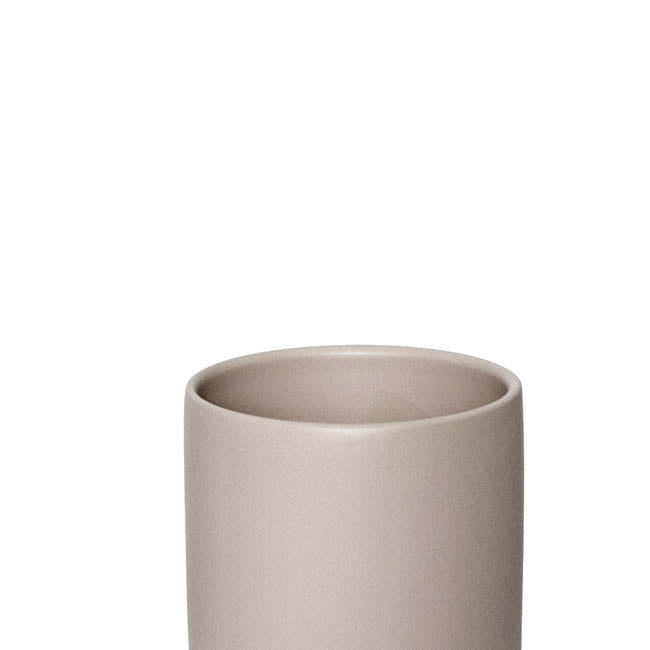 Ceramic Cylinder Pot Satin Matte Light Grey (12x12.5cmH)