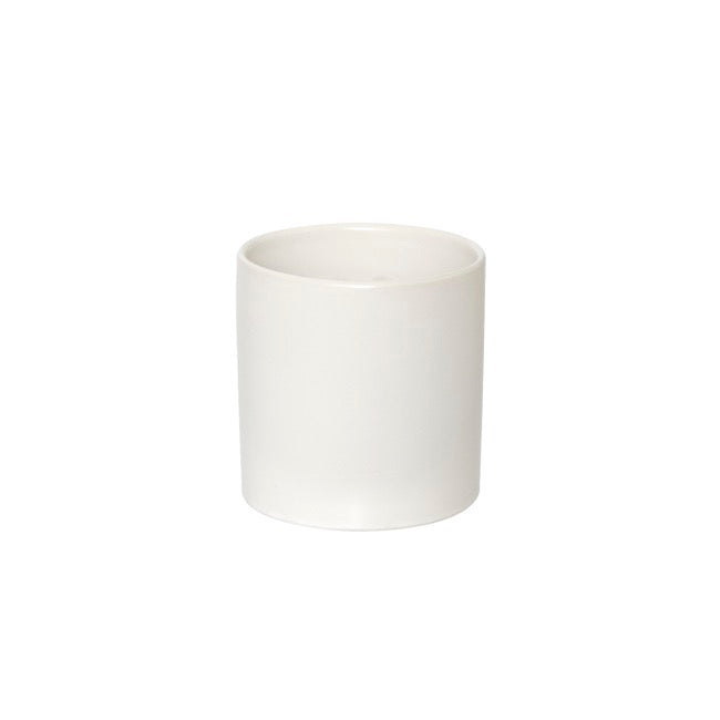 Ceramic Cylinder Pot Satin Matte White (12x12.5cmH)