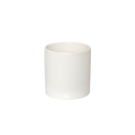 Ceramic Cylinder Pot Satin Matte White (12x12.5cmH)