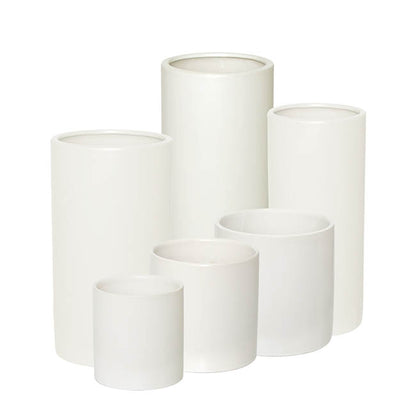 Ceramic Cylinder Pot Satin Matte White (12x12.5cmH)