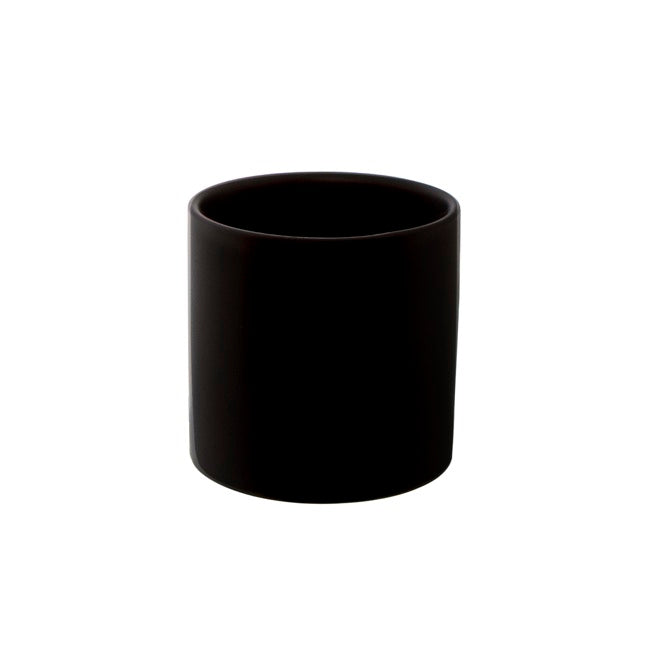 Ceramic Cylinder Pot Satin Matte Black (14x14cmH)