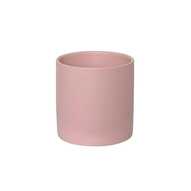 Ceramic Cylinder Pot Satin Matte Soft Pink (14x14cmH)