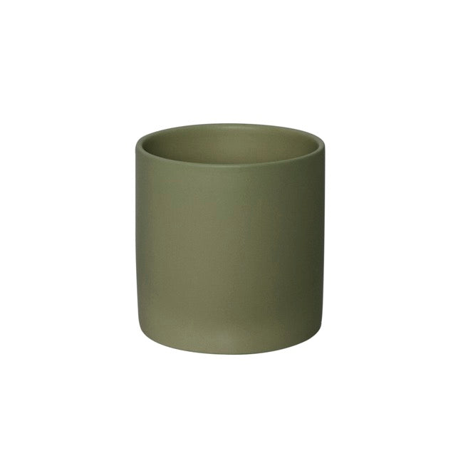 Ceramic Cylinder Pot Satin Matte Moss (14x14cmH)