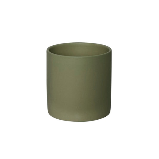 Ceramic Cylinder Pot Satin Matte Moss (14x14cmH)