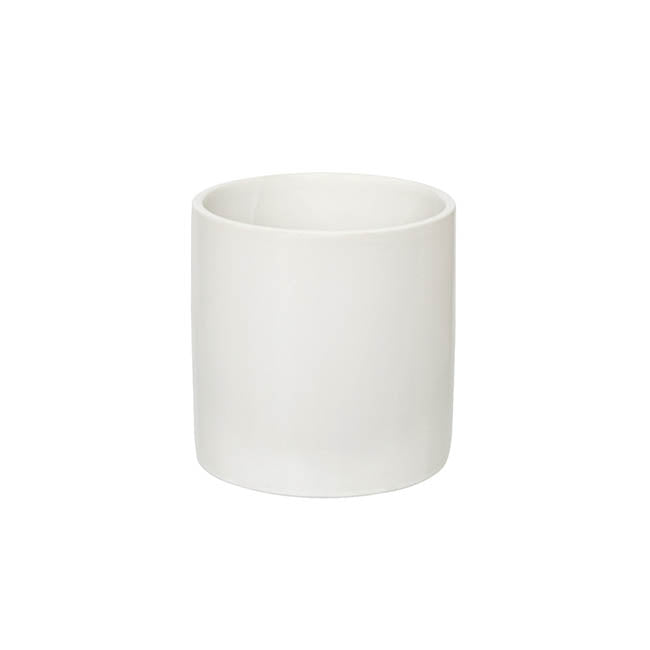 Ceramic Cylinder Pot Satin Matte White (14x14cmH)