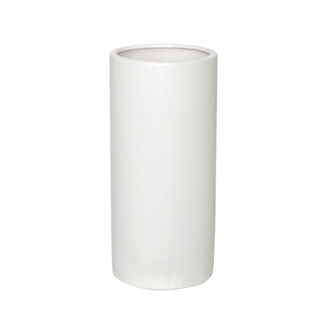 Ceramic Cylinder Pot Satin Matte White (13x28cmH)