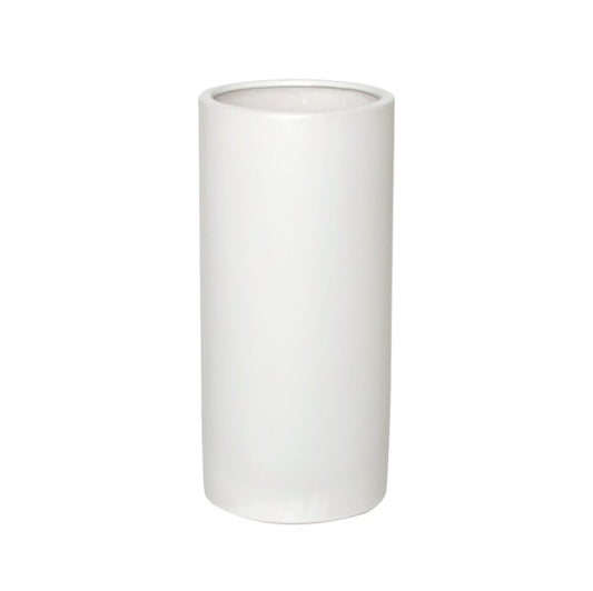 Ceramic Cylinder Pot Satin Matte White (13x28cmH)