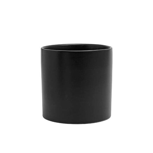 Ceramic Cylinder Dan Plant Pot Matte Black (18x18cmH)