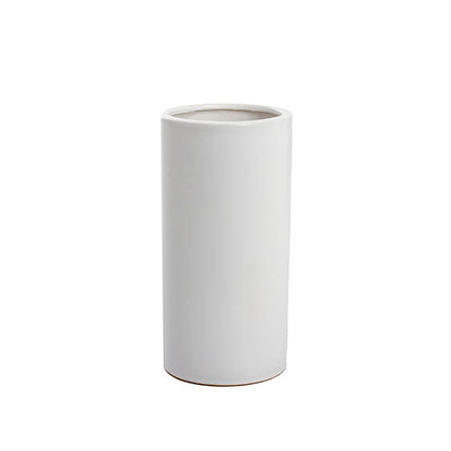 Ceramic Cylinder Vase Satin Matte White (10x20cmH)