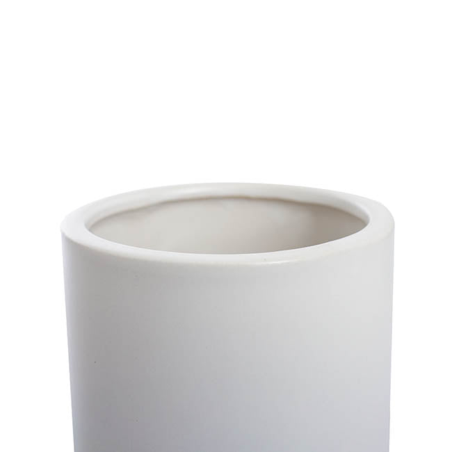Ceramic Cylinder Vase Satin Matte White (10x20cmH)