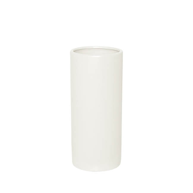 Ceramic Cylinder Pot Satin Matte White (10x25cmH)