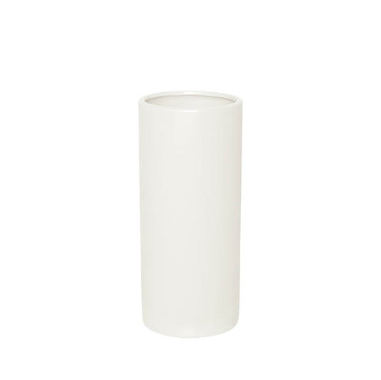 Ceramic Cylinder Pot Satin Matte White (10x25cmH)