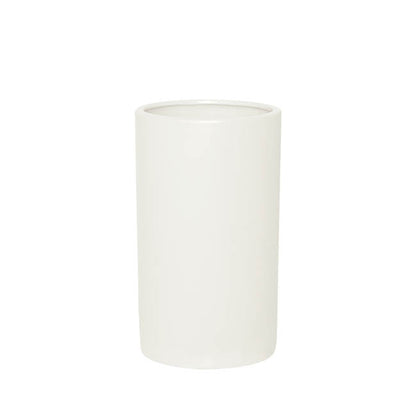 Ceramic Cylinder Pot Satin Matte White (15x25cmH)