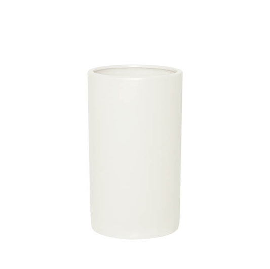Ceramic Cylinder Pot Satin Matte White (15x25cmH)