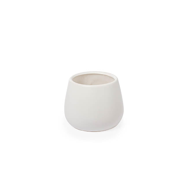 Ceramic Taron Belly Pot Matte White (13x10cmH)