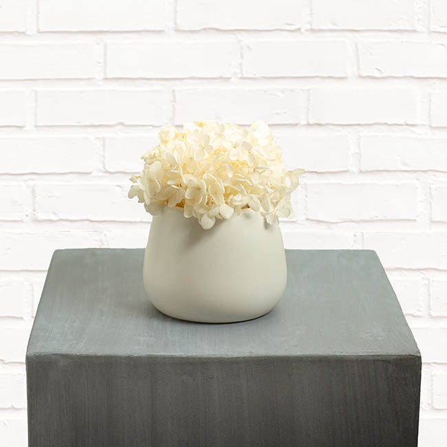 Ceramic Taron Belly Pot Matte White (13x10cmH)