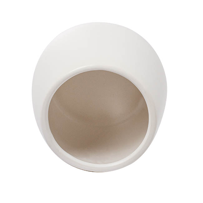 Ceramic Taron Belly Pot Matte White (13x10cmH)