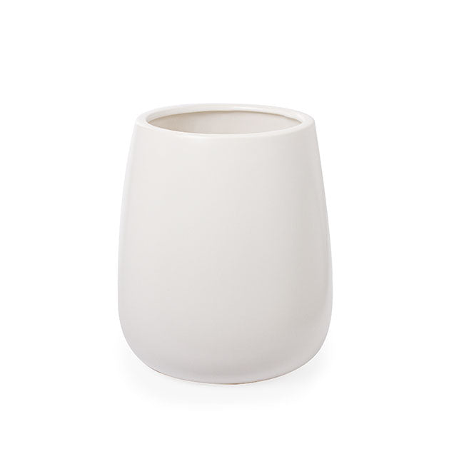 Ceramic Taron Belly Pot Matte White (15.5x18cmH)
