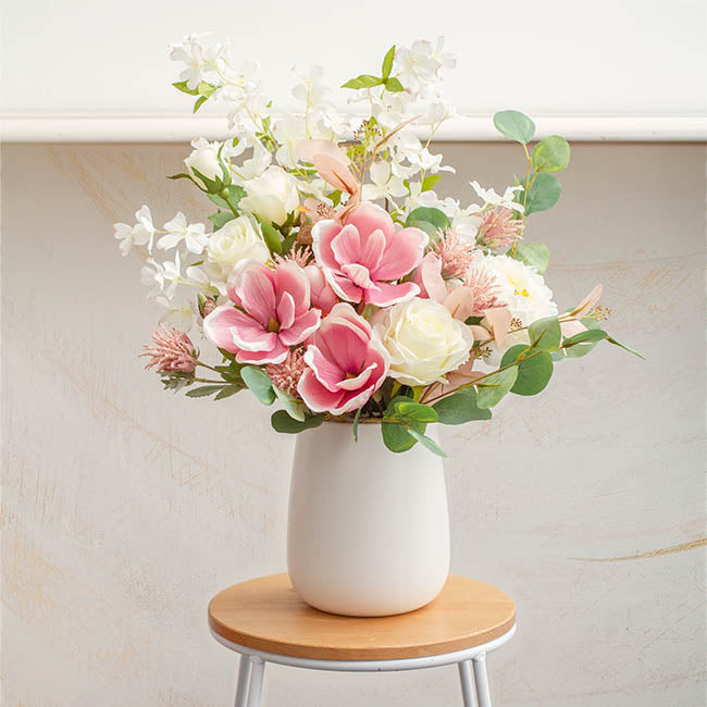 Ceramic Taron Belly Pot Matte White (17.5x20cmH)