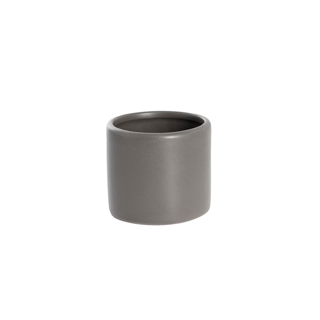 Ceramic Cylinder Pot Mini Satin Matte Charcoal (8x7cmH)