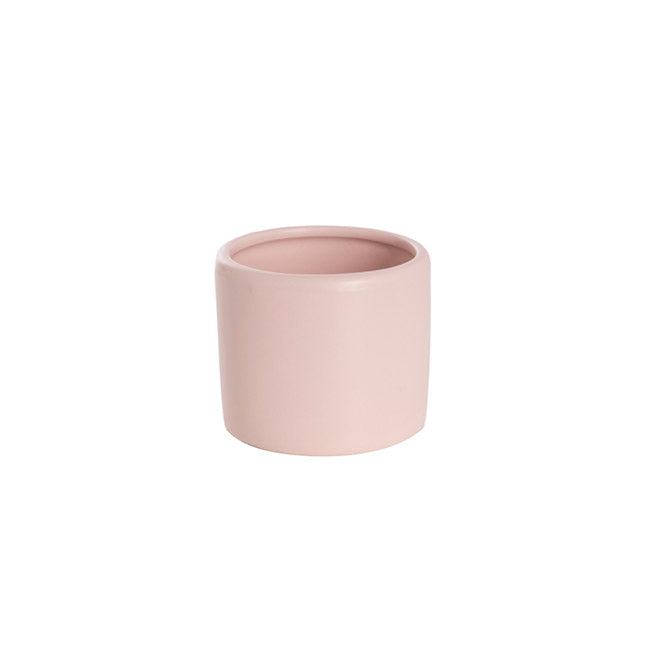 Ceramic Cylinder Pot Mini Satin Matte Soft Pink (8x7cmH)